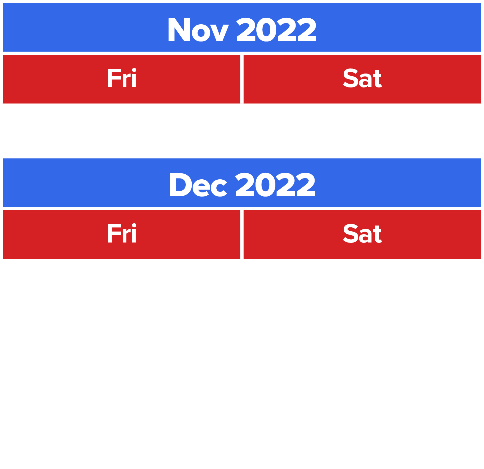 2022 Calendar Dates