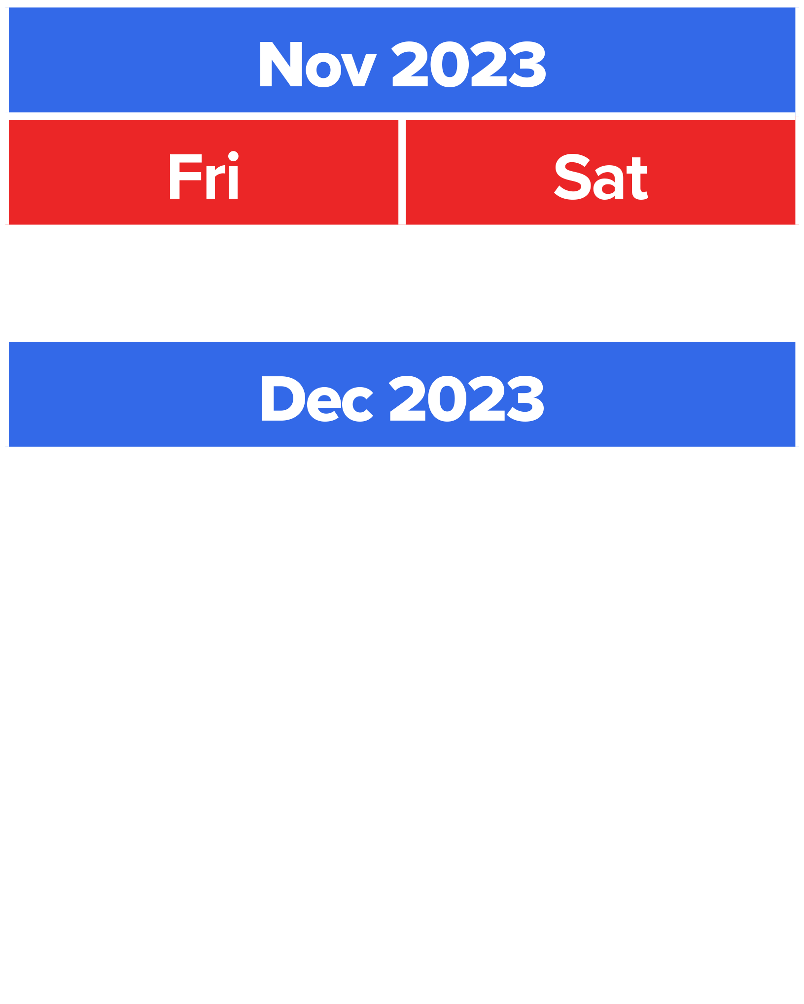 2023 Calendar Dates