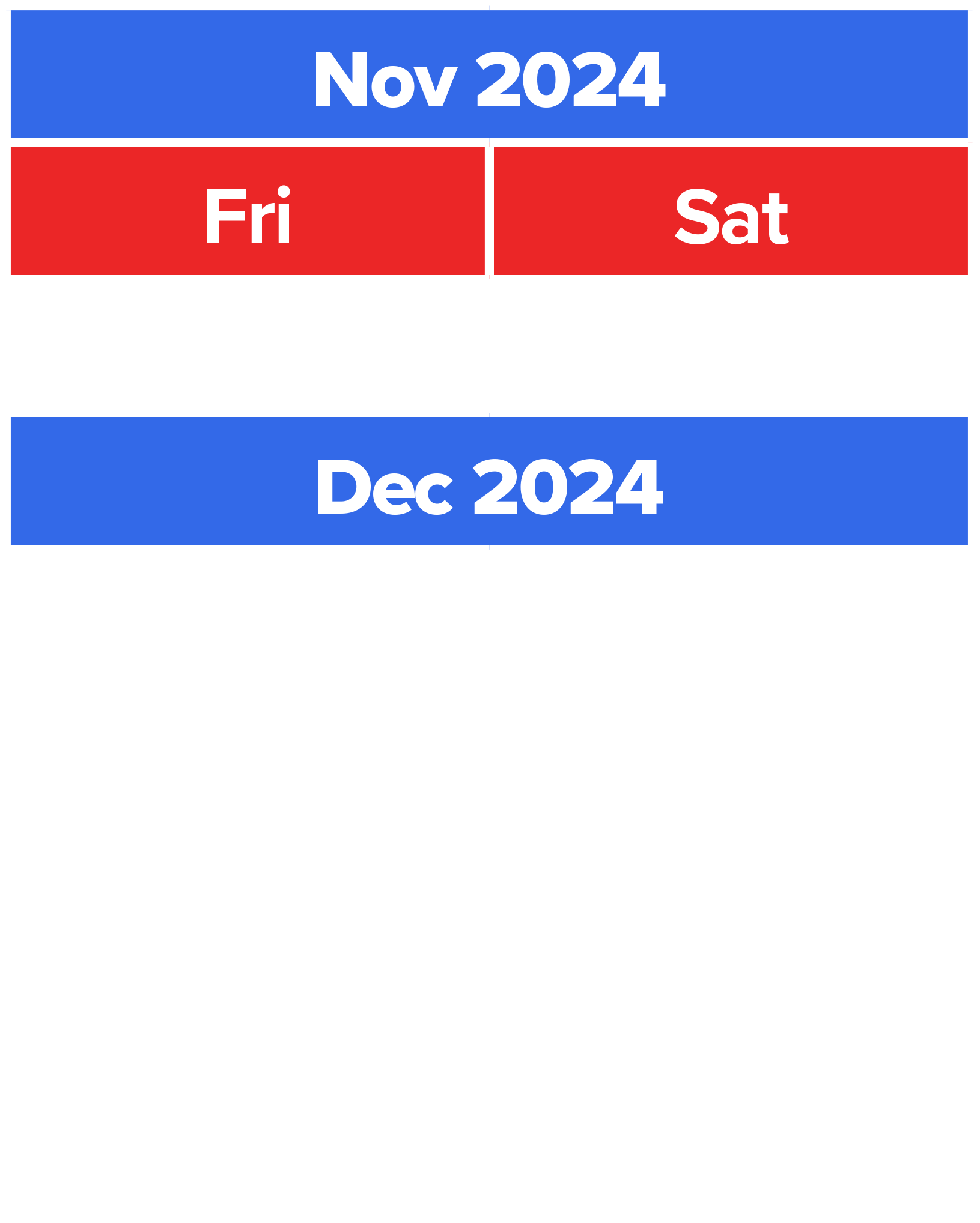 2024 Calendar Dates